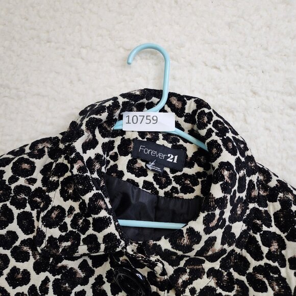 Forever 21 Short Sleeve Dress Jacket Coat Sm Knit Tapestry Leopard Artsy Buttons - Picture 8 of 8